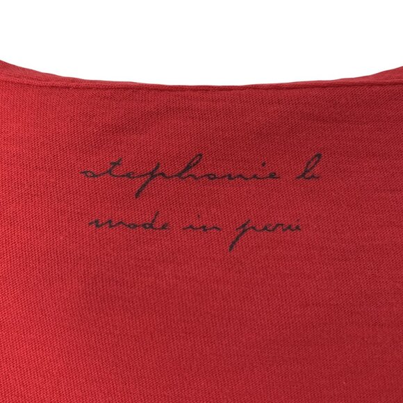 Stephanie B Red Ruffled Open Front Cardigan Sweater S 100% Pima Cotton Layer - Picture 3 of 6